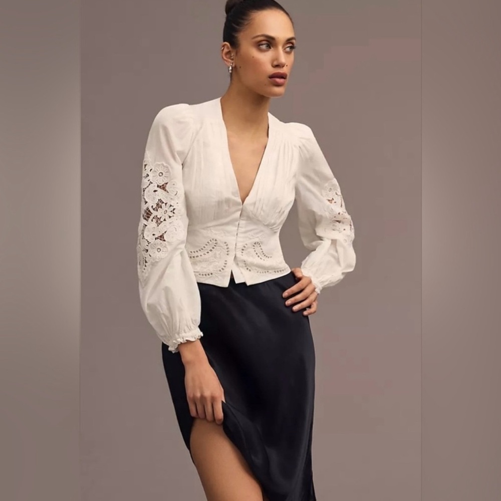FARM Rio XS White Lace Blouse